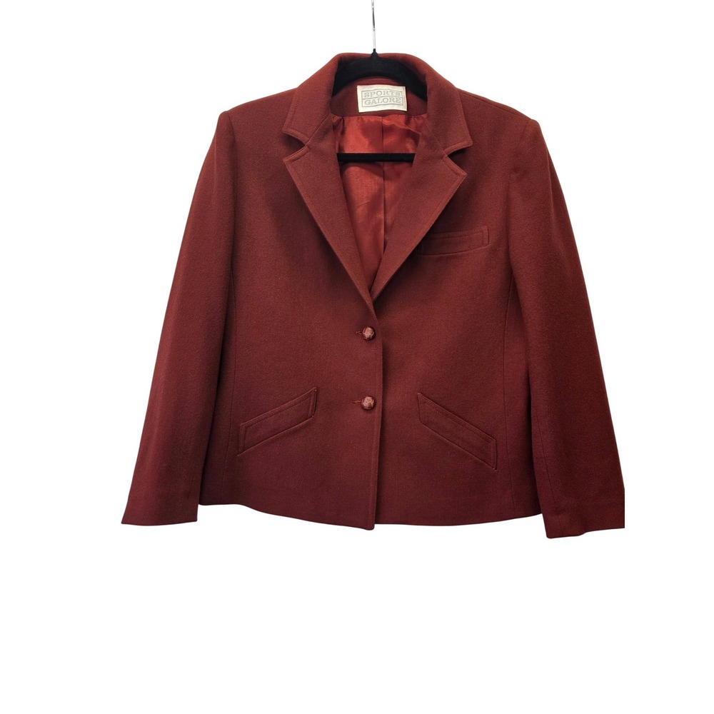 Sports Galore Vintage Burgundy Wool Blend Blazer Jacket Dark Academia Women M